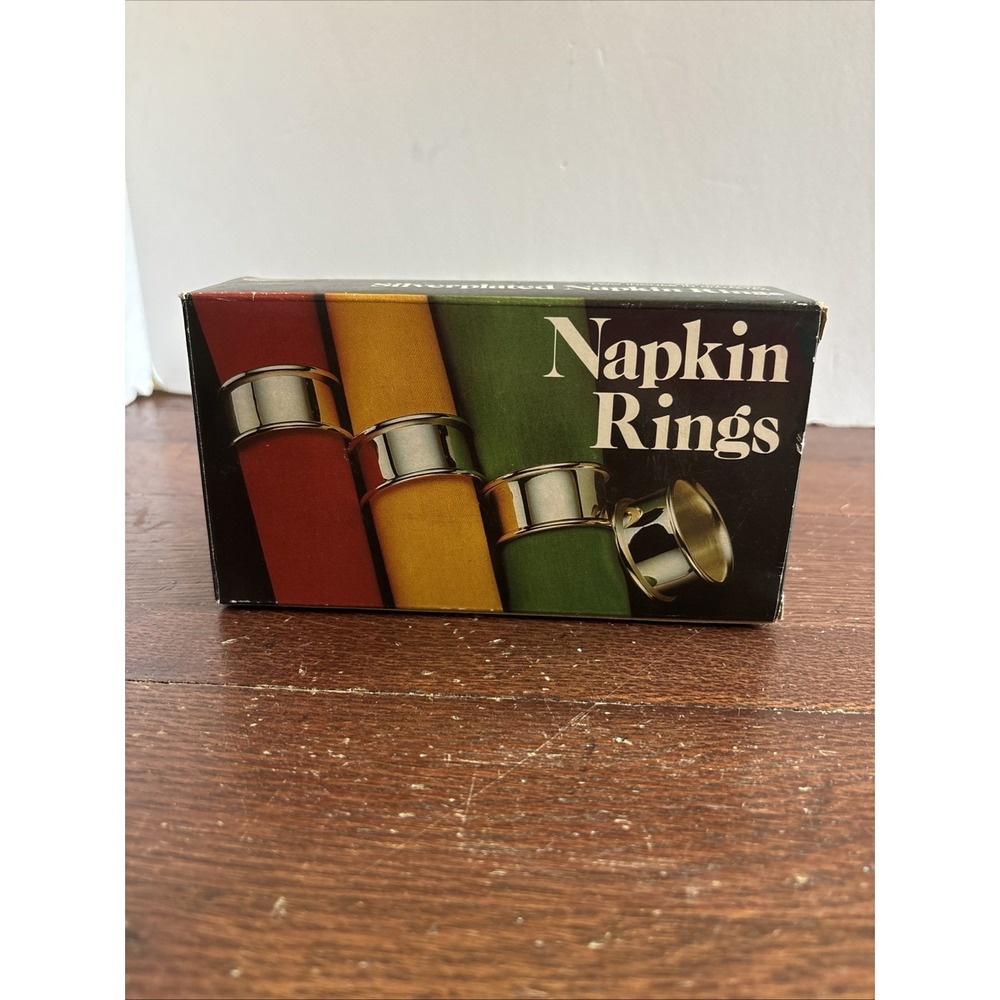 Vintage Leonard Silver Plated Napkin‎ Rings Set Of 8 Rolled Edge Hong Kong
